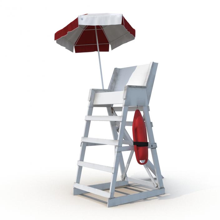 Lifeguard Chair with Umbrella 3D model