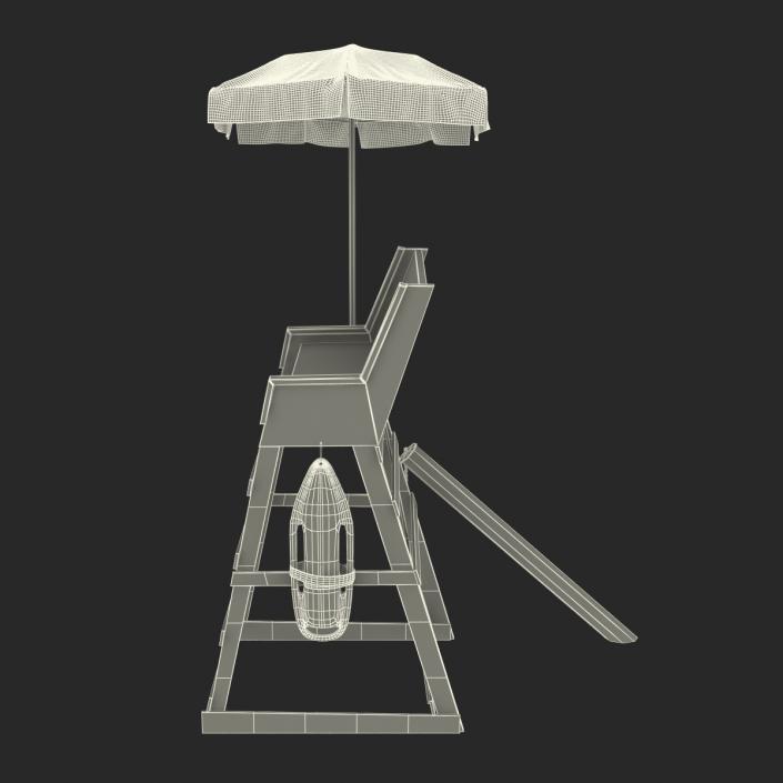 Lifeguard Chair with Umbrella 3D model