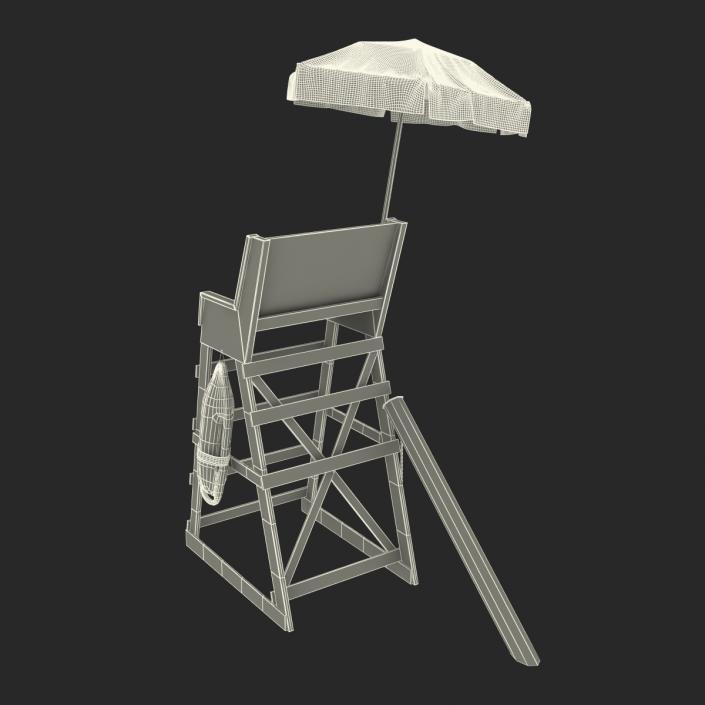 Lifeguard Chair with Umbrella 3D model