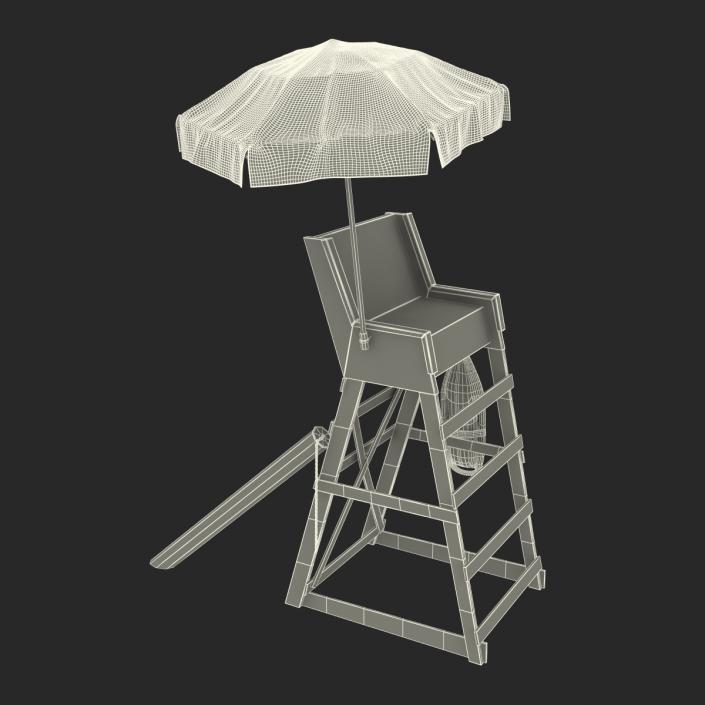 Lifeguard Chair with Umbrella 3D model