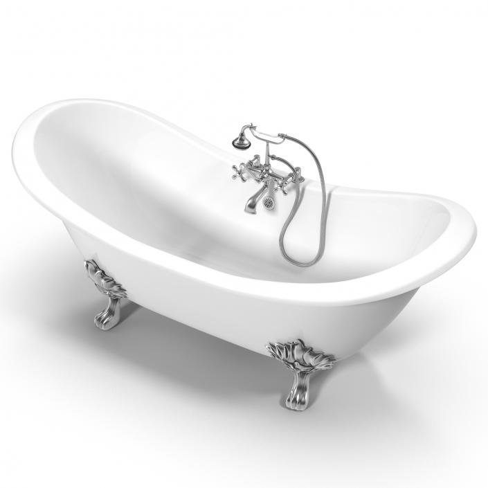 3D Double Slipper Clawfoot Bath model