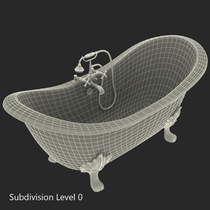 3D Double Slipper Clawfoot Bath model