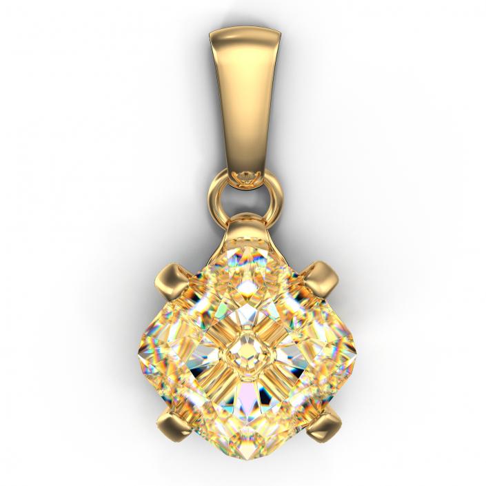 3D Single Diamond Necklace model