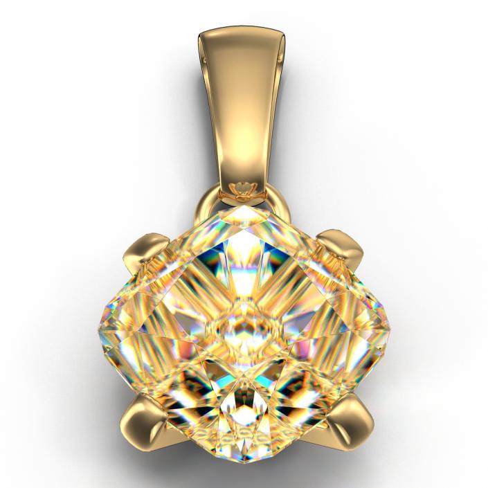 3D Single Diamond Necklace model