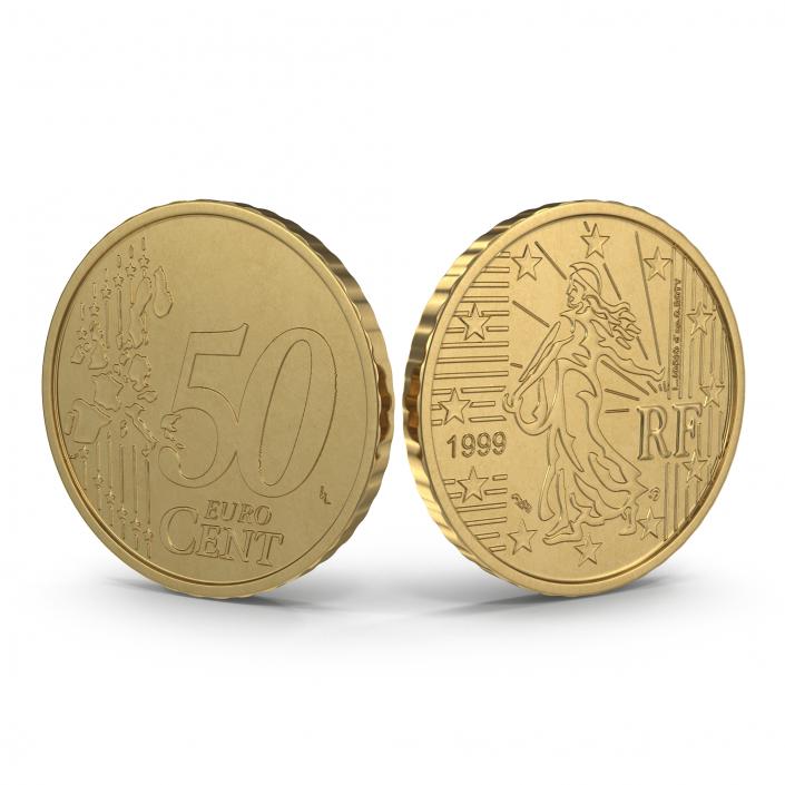 French Euro Coin 50 Cent 3D model