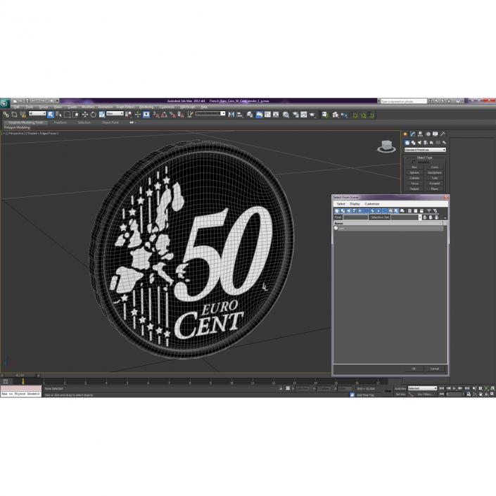 French Euro Coin 50 Cent 3D model