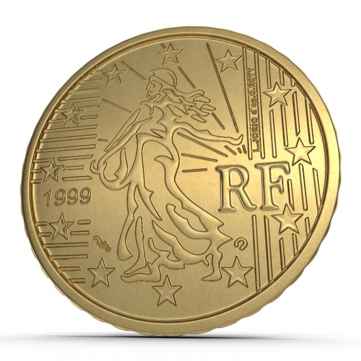 French Euro Coin 50 Cent 3D model