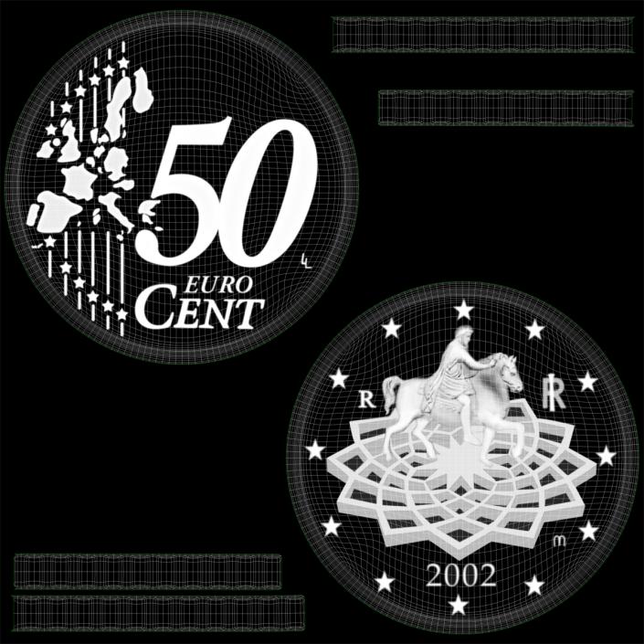 3D model Italian Euro Coin 50 Cent