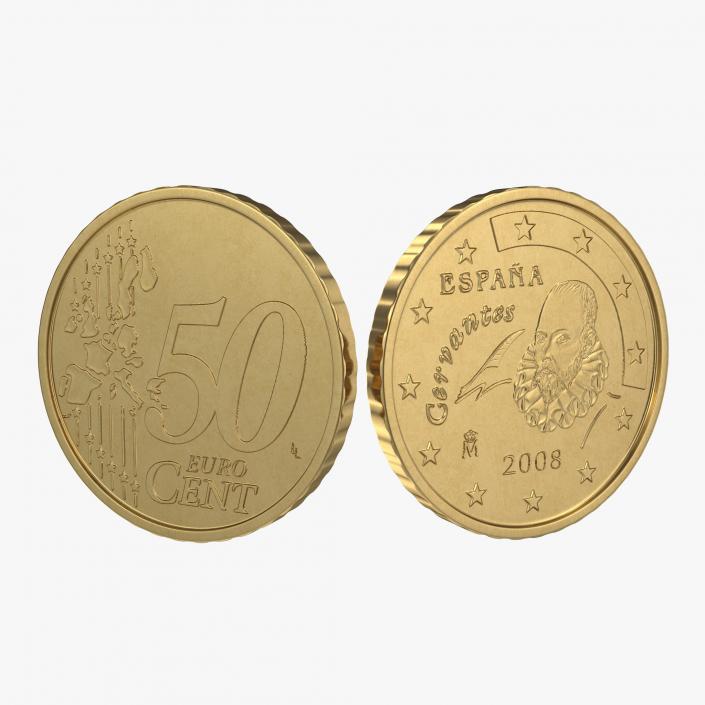 3D Spain Euro Coin 50 Cent model