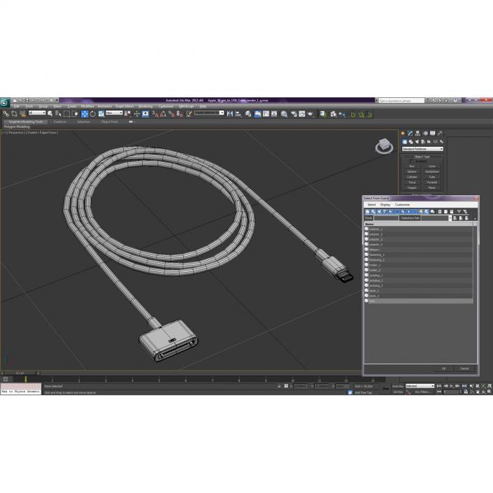 3D model Apple 30 Pin to USB Cable