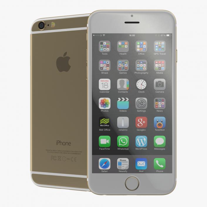 3D model iPhone 6 Gold 2