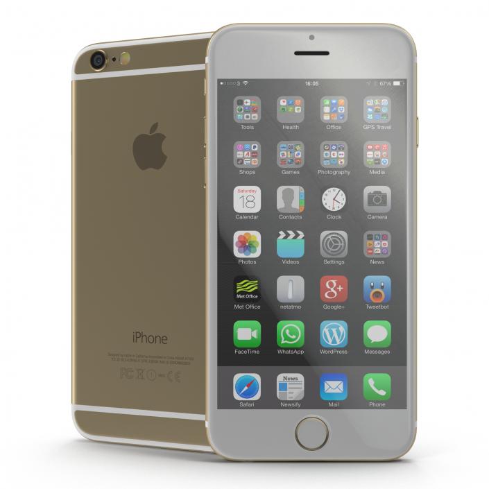 3D model iPhone 6 Gold 2