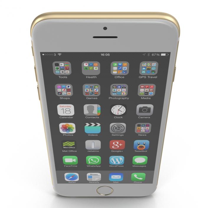 3D model iPhone 6 Gold 2