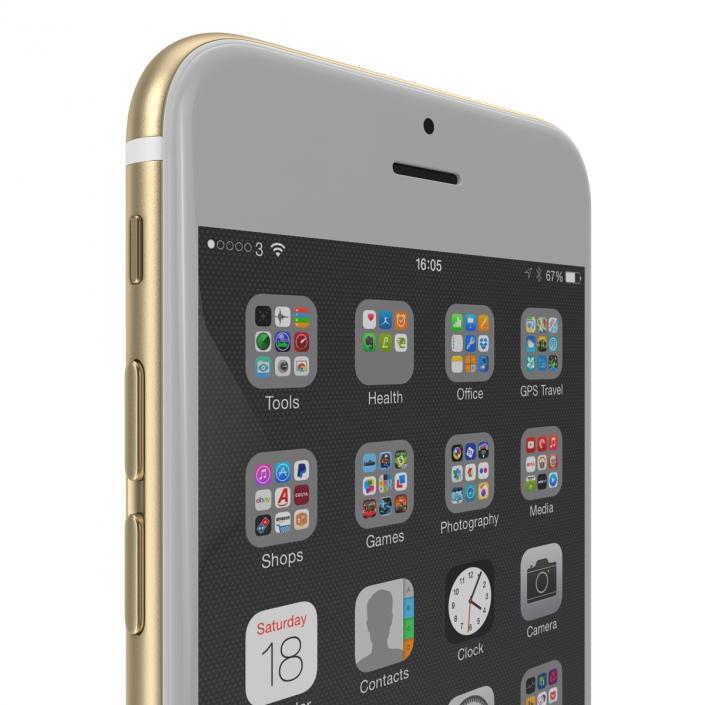 3D model iPhone 6 Gold 2