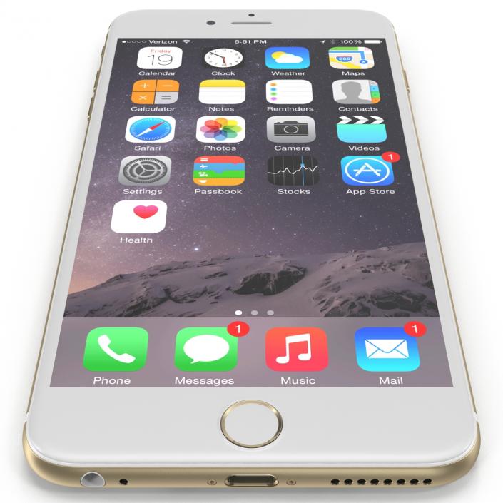 3D model iPhone 6 Plus Gold 2