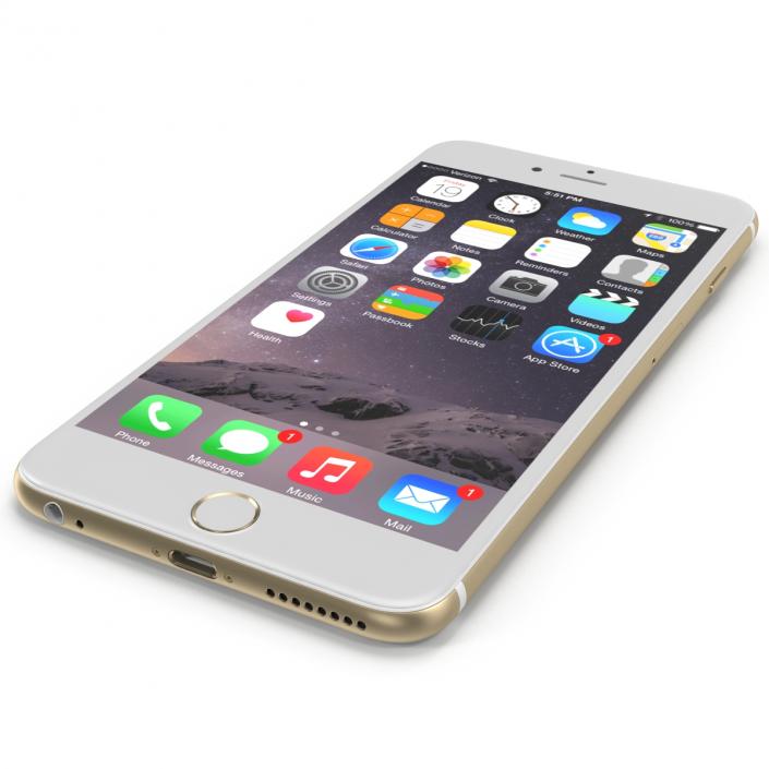 3D model iPhone 6 Plus Gold 2