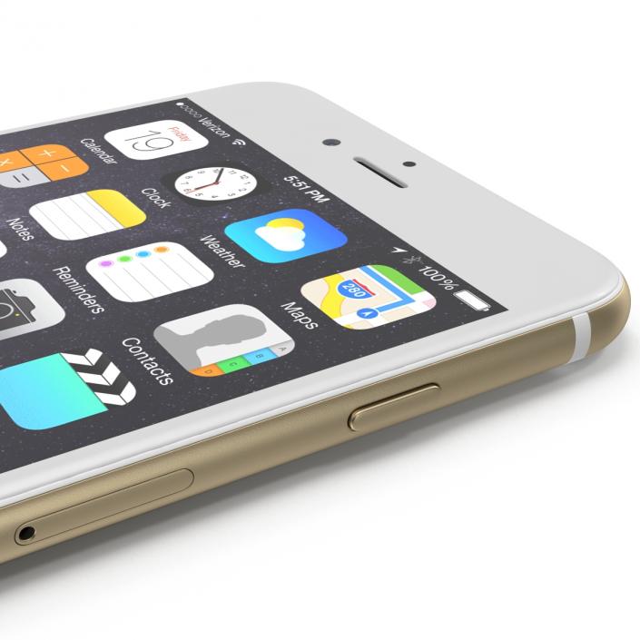 3D model iPhone 6 Plus Gold 2