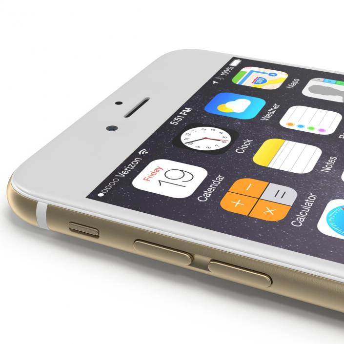 3D model iPhone 6 Plus Gold 2