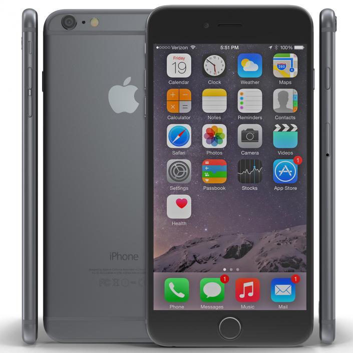 3D iPhone 6 Plus Space Gray 2