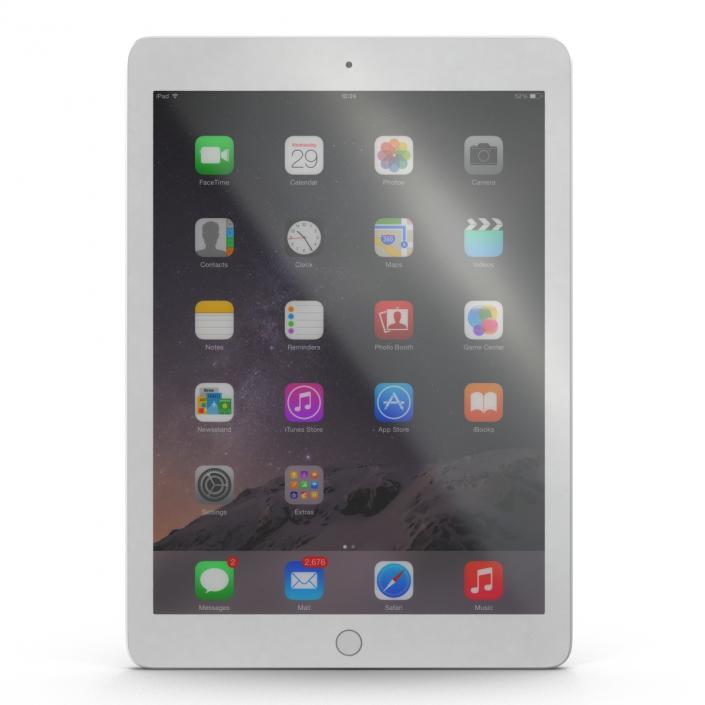 iPad Air 2 3G Silver 2 3D