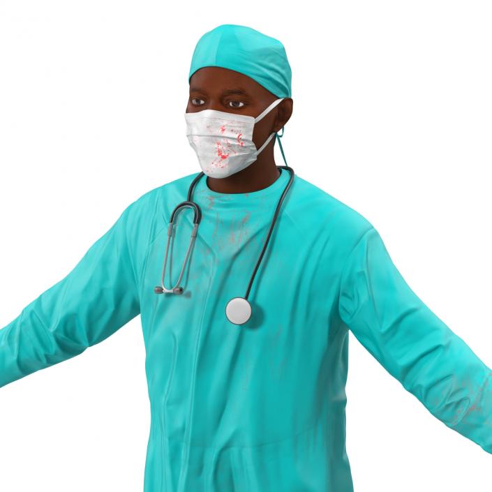 3D Male African American Surgeon 2