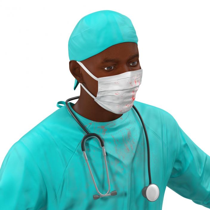 3D Male African American Surgeon 2