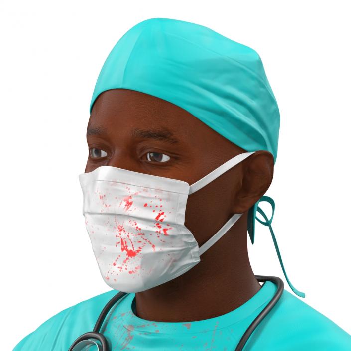 3D Male African American Surgeon 2