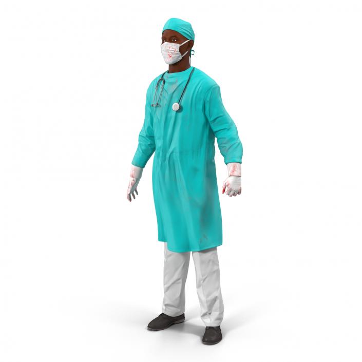 3D Male African American Surgeon 2 Rigged model