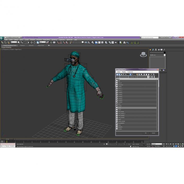 3D Male African American Surgeon 2 Rigged model