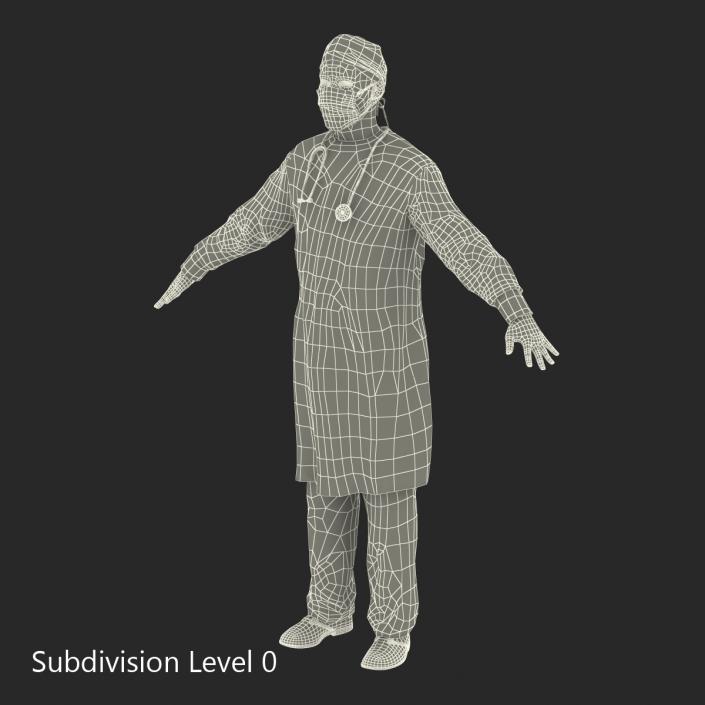 3D Male African American Surgeon 2 Rigged model