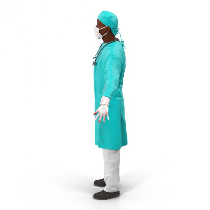 3D Male African American Surgeon 2 Rigged model