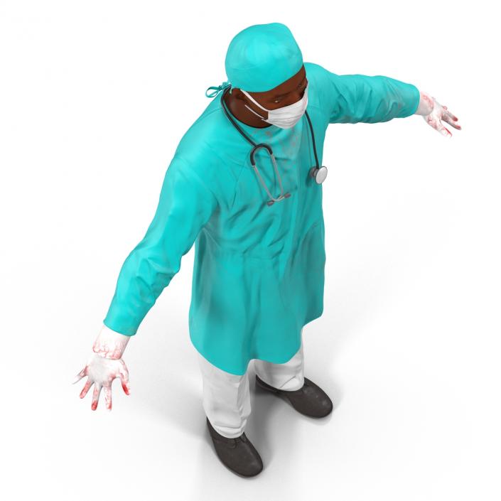 3D Male African American Surgeon 2 Rigged model