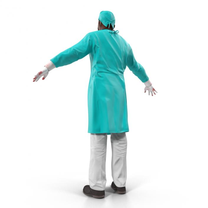 3D Male African American Surgeon 2 Rigged model