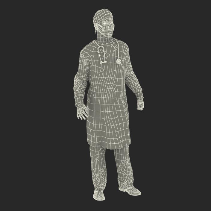 3D Male African American Surgeon 2 Rigged model