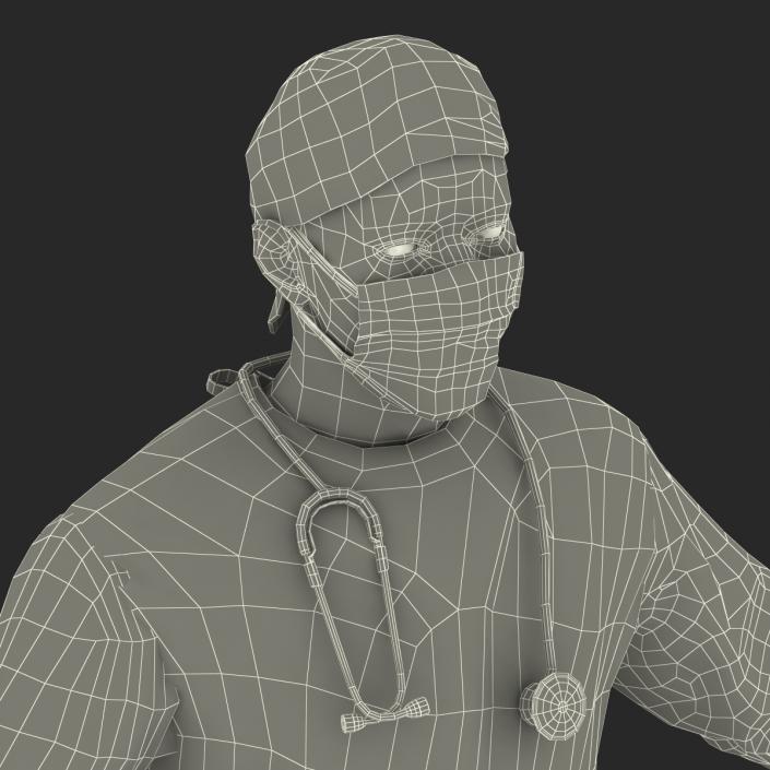 3D Male African American Surgeon 2 Rigged model