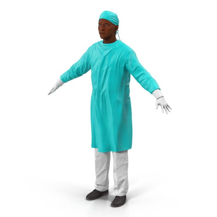 3D Male African American Surgeon 3