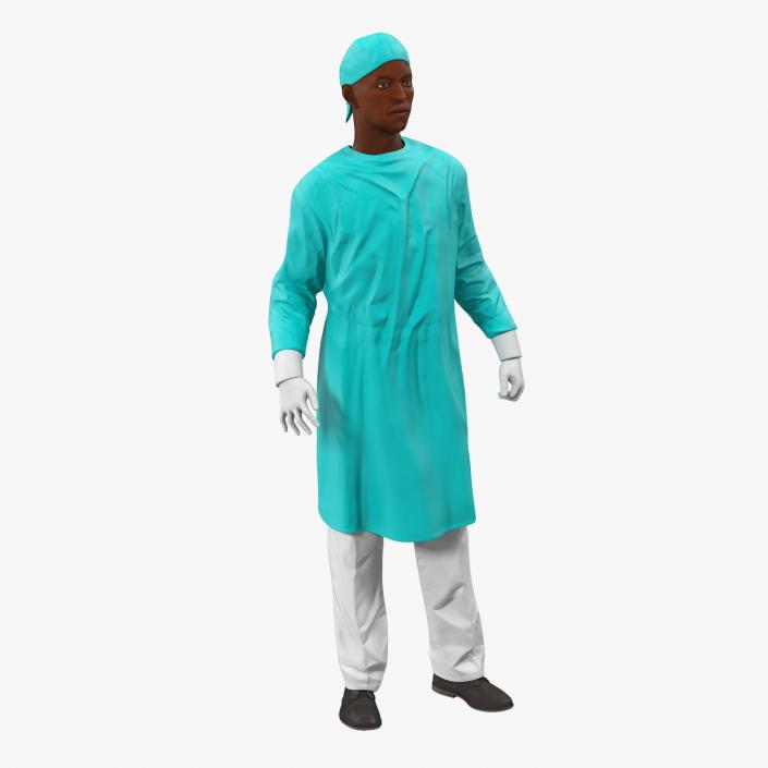 3D Male African American Surgeon 3 Rigged model