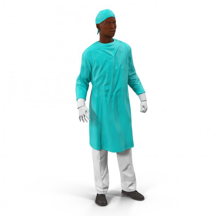 3D Male African American Surgeon 3 Rigged model