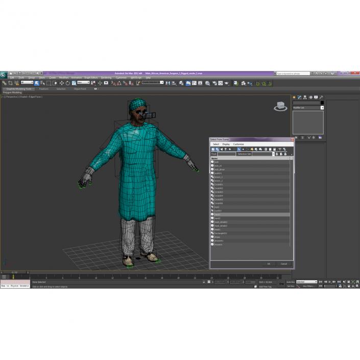 3D Male African American Surgeon 3 Rigged model