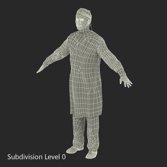 3D Male African American Surgeon 3 Rigged model