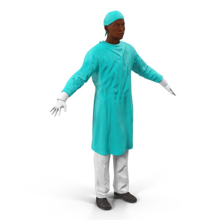 3D Male African American Surgeon 3 Rigged model