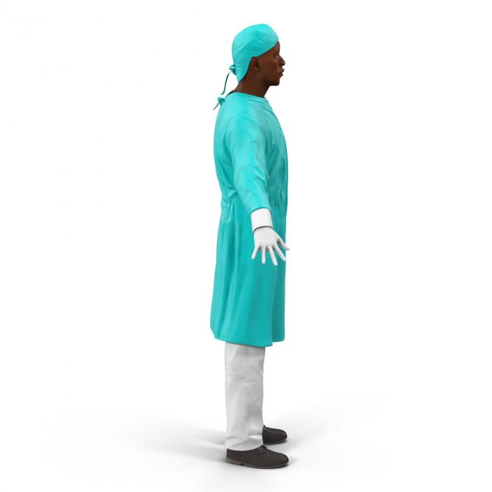 3D Male African American Surgeon 3 Rigged model