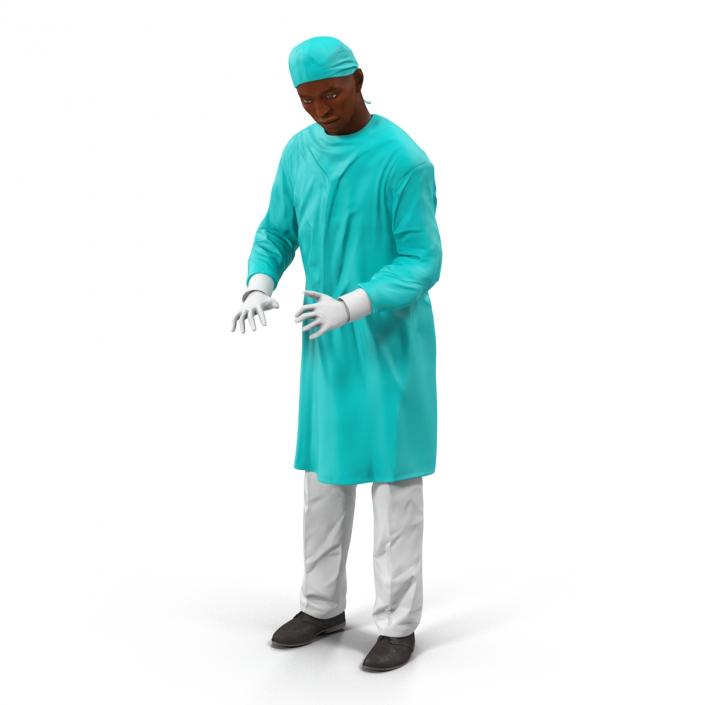 3D Male African American Surgeon 3 Rigged model