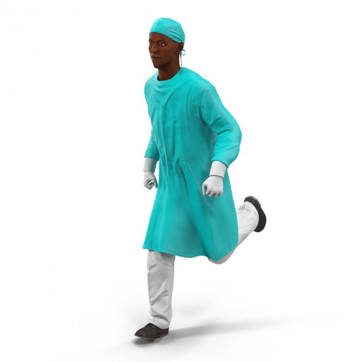 3D Male African American Surgeon 3 Rigged model