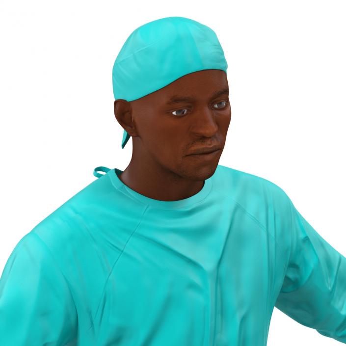 3D Male African American Surgeon 3 Rigged model