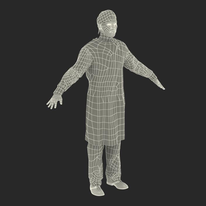 3D Male African American Surgeon 3 Rigged model