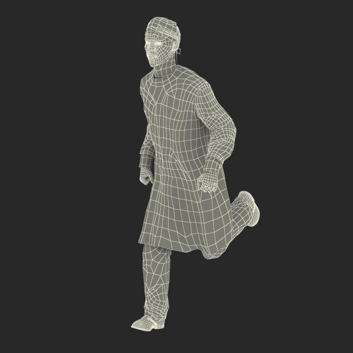 3D Male African American Surgeon 3 Rigged model