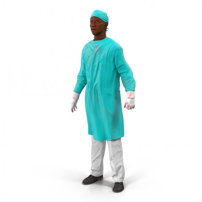 3D Male African American Surgeon 4 Rigged model