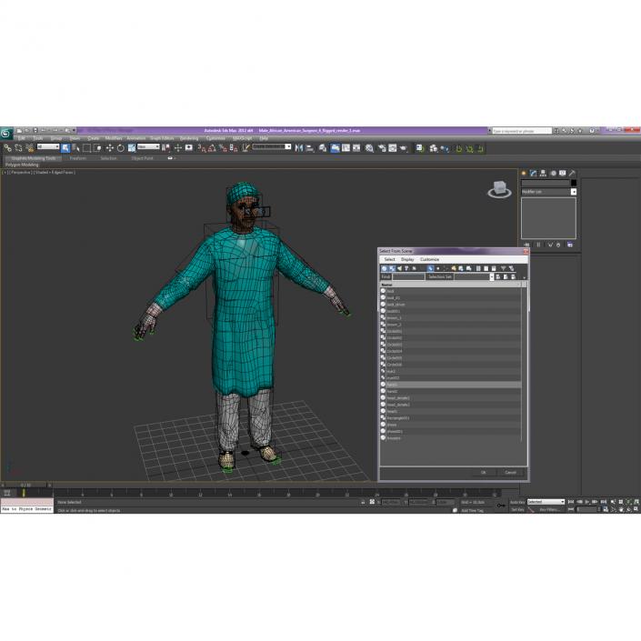 3D Male African American Surgeon 4 Rigged model