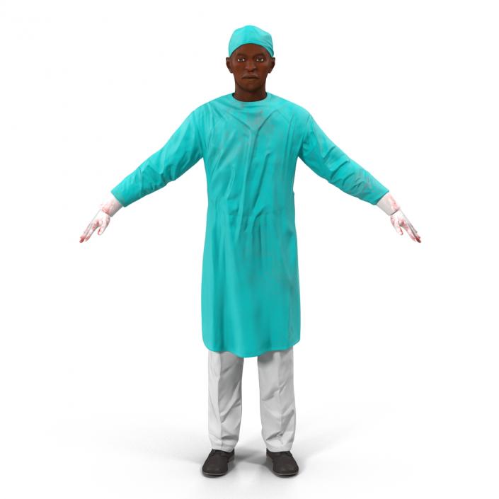 3D Male African American Surgeon 4 Rigged model